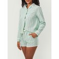 thumbnail image 3 of SUNSIOM Women's 2 Piece Pajama Set Long Sleeve Button Down Striped Tops Drawstring Shorts Sleepwear Sets, 3 of 6