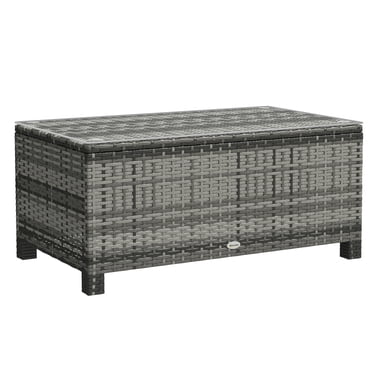 Outsunny Rattan Outdoor Coffee Table with Tempered Glass Top, Grey