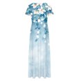 thumbnail image 4 of Ovzne Robes d'Été pour Femmes 2025 Robe d'Été Mode Féminine Femmes Manches Courtes Robe Col Rond Imprimée Longues Robes Poche Robe d'Été Manches Courtes Imprimée Liquidation, 4 of 5