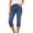Blue, variant on Tauxra Women's Denim Capri Pants Casual Summer Stretchy Mid Rise with Pockets, Trendy Distressed Hem Jeans Capris for Women