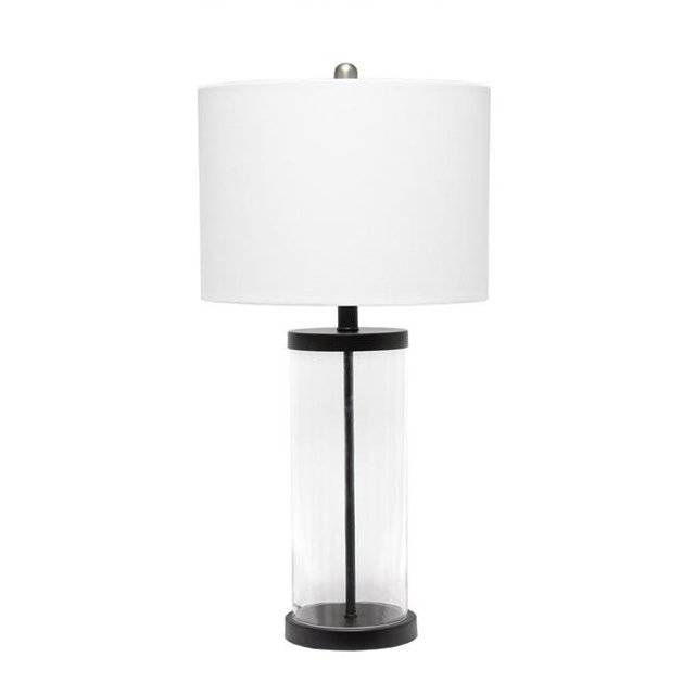 Lalia Home LHT-5009-BK Entrapped Glass Table Lamp with White Fabric Shade