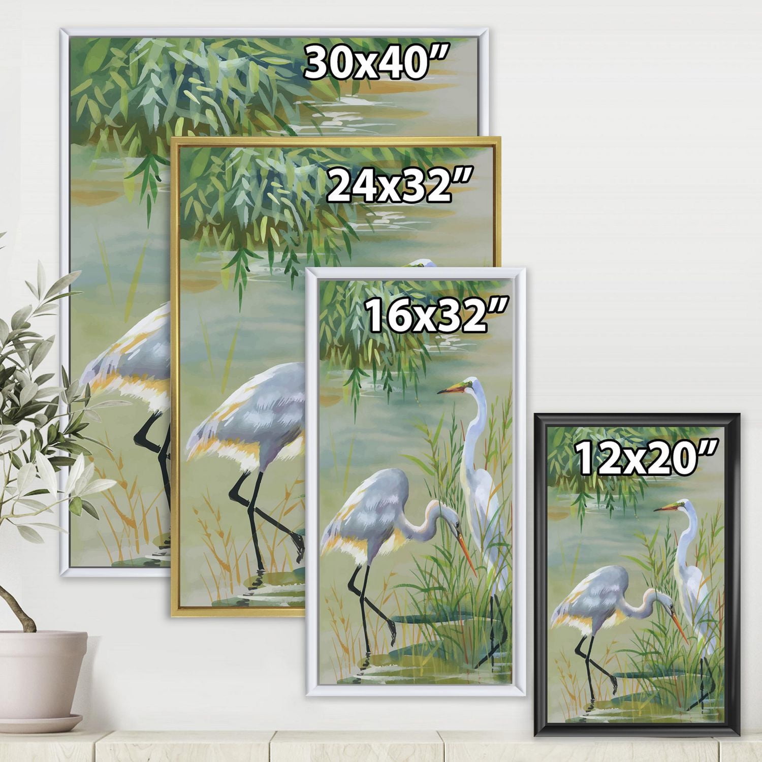 Designart Oiseaux Héron I ART MURAL À CADRE FLOTTÉ