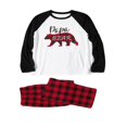 thumbnail image 2 of Matching Family Christmas Pajamas Set  Raglan Bear Printe Top Plaid Pants Set Sleepwear, 2 of 4