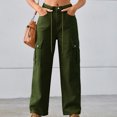 thumbnail image 4 of Timegard Women's High Waisted Drawstring Cargo Denim Pants, Medium, 4 of 7