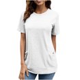 thumbnail image 2 of Pompotops Mode Femmes Été Décontracté Ample Manches Courtes Pull T-Shirt Blouse Unie, 2 of 8