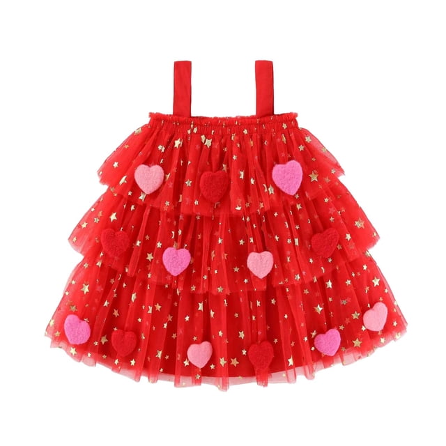 Liyamei Robe Sans Manches pour Filles Tout-Petits Fête de Vacances Robe en Maille à Étages Robes de Danse Princesse, 18-24 Mois