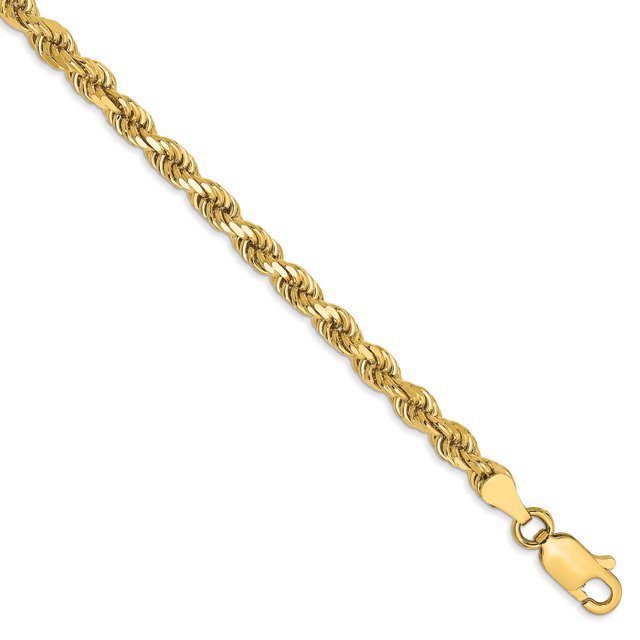 14k Yellow Gold 8 Inch 3.5mm Rope Chain Bracelet