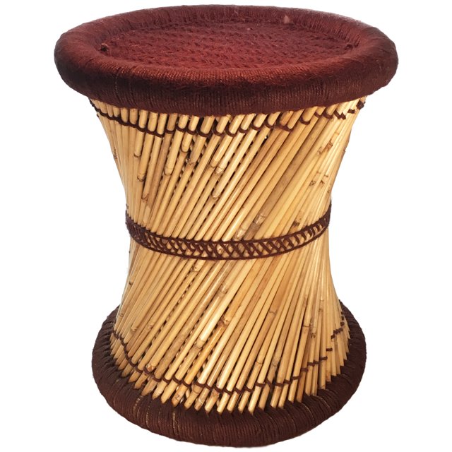 Natural Geo Tabouret d'Appoint en Moray - Brun Tissé à la Main