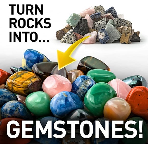 National Geographic Hobby Rock Tumbler Kit - Rock Polisher for Kids & Adults, Durable Noise-Reduced Barrel, Rocks, Grit & New GemFoam for a Shiny Finish, Cool Toys, Great STEM Hobby Kit