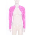 thumbnail image 4 of LiiYii Womens Faux Leather Cropped Jacket Open Front Long Sleeve Wet Look Clubwear For Rave And Party Pink XL, 4 of 6