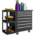 thumbnail image 1 of HOMCOM 7-Drawer Tool Chest with Side Shelf, Lockable Tool Box, Black, 1 of 10