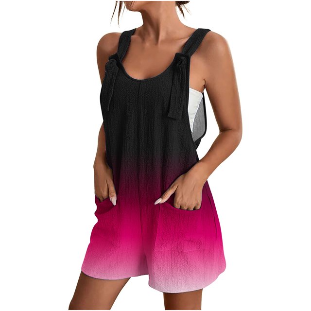 Combinaisons pour Femmes Été Confortables Décontractées Amples à Bretelles Shorts Salopettes avec Poches Boho Plage Détente Combinaisons