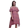 thumbnail image 1 of Bimba Robe Midi à Manches Volantées pour Femmes, Tunique Évasée à Épaules Dénudées à Imprimé Damassé - Grand, 1 of 6