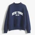 thumbnail image 4 of HNMKIU Women's Tops Autumn Winter O Neck Solid Color Printed Long Sleeve Pullover Sweatshirt, 4 of 4