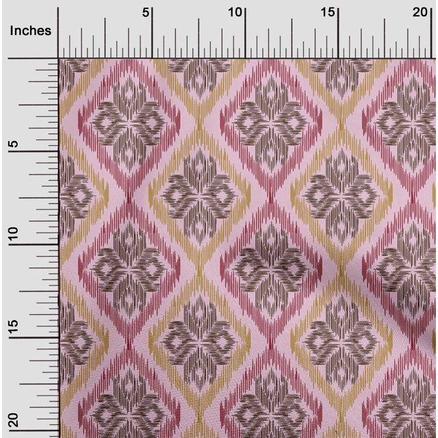 oneOone Polyester Lycra Fabric Argyle Ikat Print Fabric BTY 56 Inch Wide