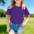 thumbnail image 2 of T-shirt Fille Violet à Manches Courtes pour Filles Col Rond T-Shirts d'Été Hauts 1-2 Ans Chemises Filles, 2 of 3