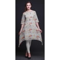 thumbnail image 3 of Bimba Hauts Gris à Feuilles de Chêne et à Imprimé Floral pour Femmes Kurti Asymétrique Robe d'Été pour Filles XSmall, 3 of 6