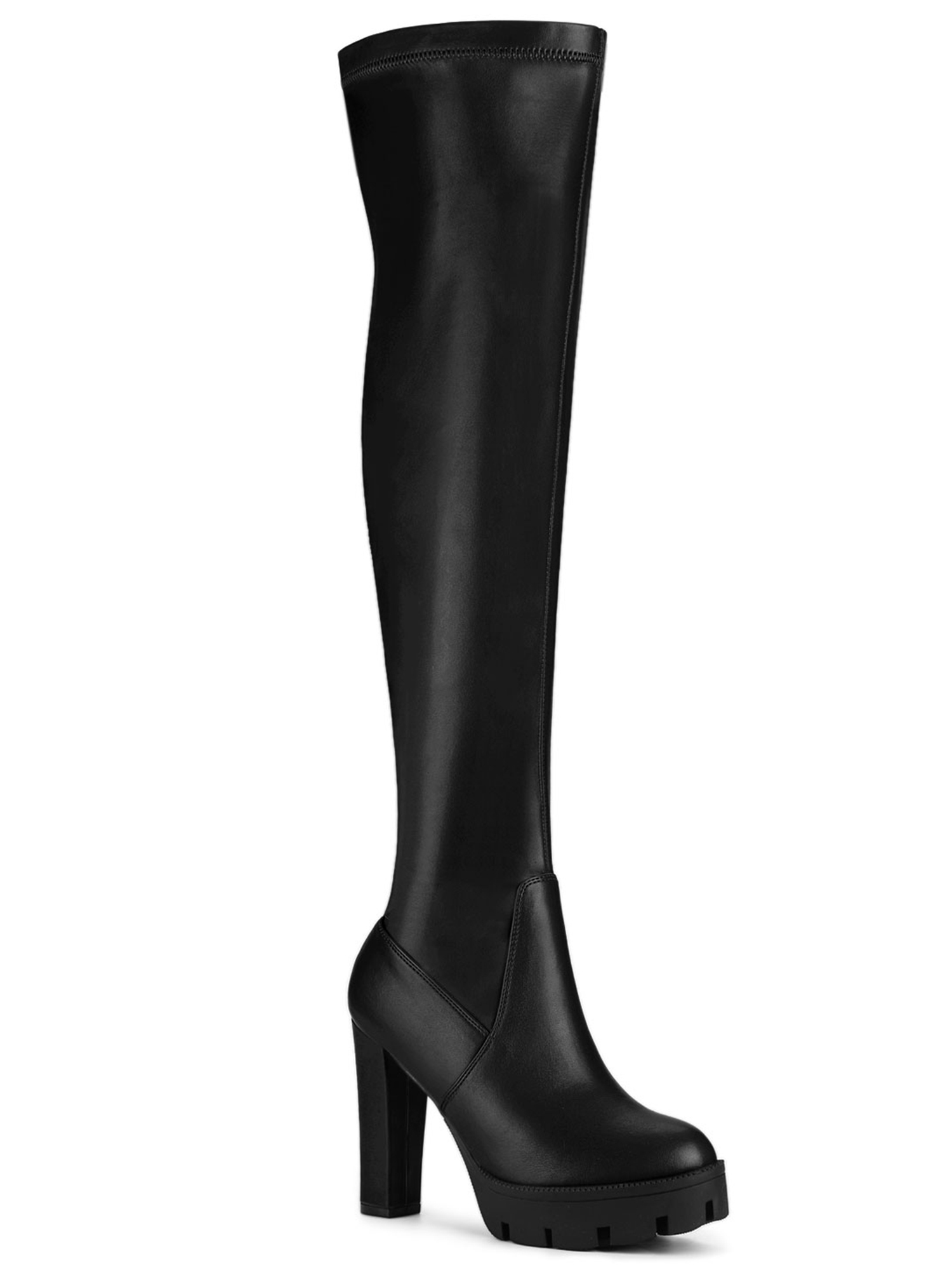 Unique Bargains Women's Platform Heels Chunky Heel Over Knee High Boots
