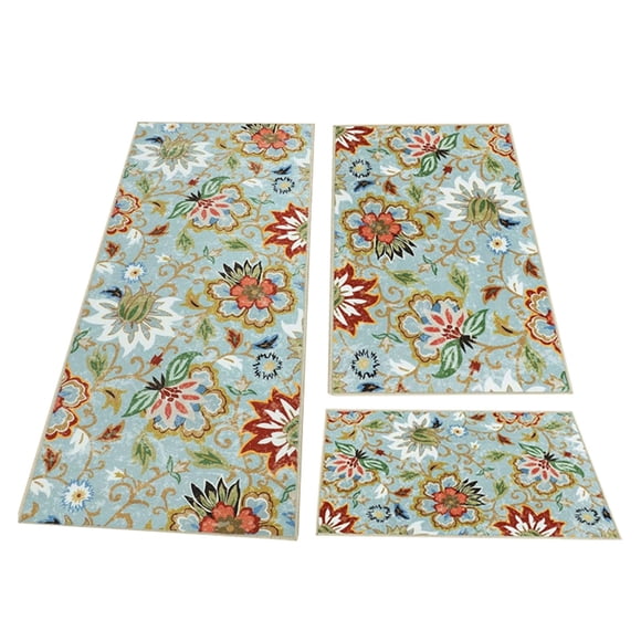 Ensembles de Tapis de cuisine 3 Pcs avec coureur Tapis de cuisine non lavable pour le sol Tapis de cuisine et Tapis Tapis coureurs pour couloirs blanchisserie ((40 * 60 + 50 * 80 + 40 * 120cm) Style