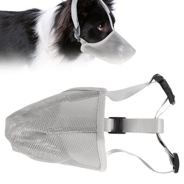 Dog Muzzle, Adjustable Breathable Mesh Soft Pet Mesh Muzzle For Outdoor Training Gray