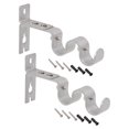 thumbnail image 1 of Unique Bargains Support de Tringle à Rideau, Support Double en Fer pour Tringle de 20mm, 125 x 70 x 21mm Ton Argent 2 Pcs, 1 of 3
