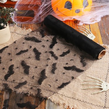 CEHVOM Halloween Decorations Outdoor,Halloween Decor Indoor,Halloween Net Table Cover Spooky Mesh Dining Table Decor Festive Gauze Table Setting Haunted Party Table Skirt