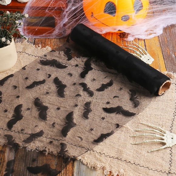 CEHVOM Décorations d'Halloween pour l'Extérieur,Décor d'Halloween pour l'Intérieur,Housse de Table en Filet d'Halloween Effrayante en Maille pour Table à Manger Décor Festif en Gaze Mise de Table Jupe de Table de Fête Hantée