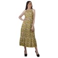 thumbnail image 2 of Moomaya Robe Longue Imprimée pour Femmes, Fente avant, Aguichant, Sans Manches, en Rayonne, Robe de Mariage, 2 of 4