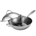 thumbnail image 1 of Cooks Standard NC-00233 Stainless Steel Stir Fry Pan with Dome Lid 13-Inch Multi-Ply Clad Wok Silver, 1 of 4
