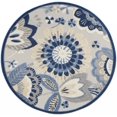 thumbnail image 1 of homeroots home decor 385108 5’ Round Blue and Gray Indoor Outdoor Area Rug, 1 of 1