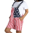 thumbnail image 3 of Adult Romper Summer American Flag Print Denim Bib Overall Shorts, 3 of 6