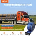 thumbnail image 2 of VEVOR Sangles de Treuil, 4 Pouces x 30 Pieds, Capacité de Charge de 6000 Lb, Résistance à la Rupture de 18000 Lb, Sangles de Camion avec Crochet Plat, Attaches de Plate-Bande pour Contrôle du Chargement, Bleu (Lot de 10), 2 of 9