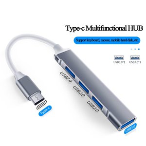 AGW-928 - Usb Hub Type C à 4 Port Usb 2.0 Et Usb 3.0 Ports 390MB/S argent