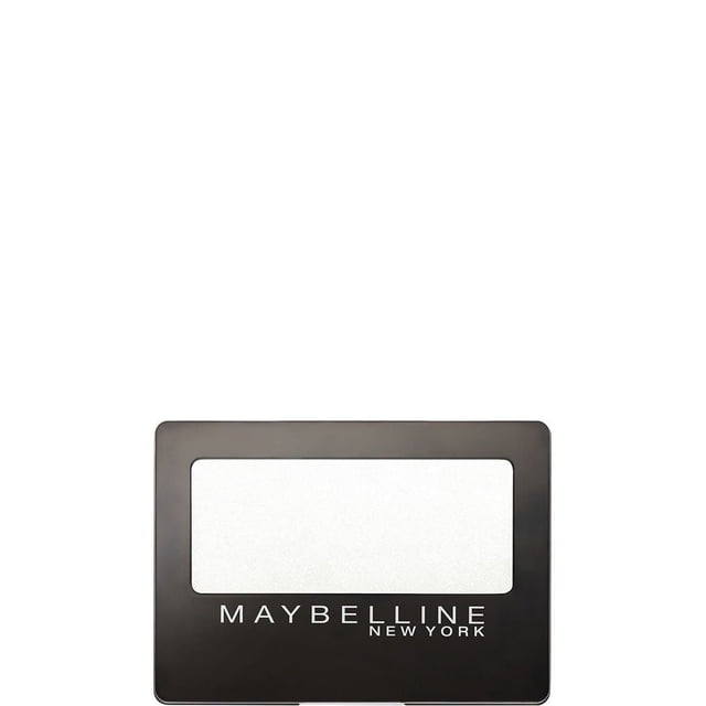 Maybelline New York Expert Wear® Eyeshadow in a black rectangular compact with a clear window showing creamy white eyeshadow, known for its rich colour and long-lasting wear.