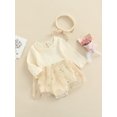thumbnail image 3 of Xingqing 2 Pcs Combinaison-Robe d'Automne pour Bébé Fille à Manches Longues Tournesols en Maille Dentelle Patchwork Combinaisons Beige 3-6 Mois, 3 of 8