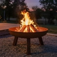 thumbnail image 3 of Sunnydaze Bol Rond Rustique en Fonte pour Camping Extérieur Ou Cour Arrière avec Poignées en Métal - 34 Pouces - Rouille Oxydée, 3 of 10