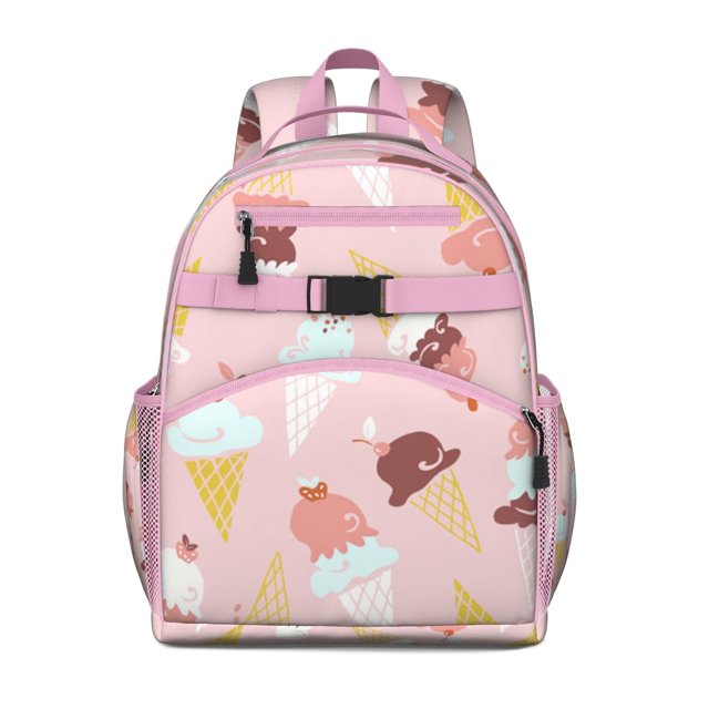 Colorful Ice Cream and Dessert Print Student Backpack Lightweight and Spacious Book Bag Adjustable Straps and Chest Strap for Comfortable Daily Use and Travel