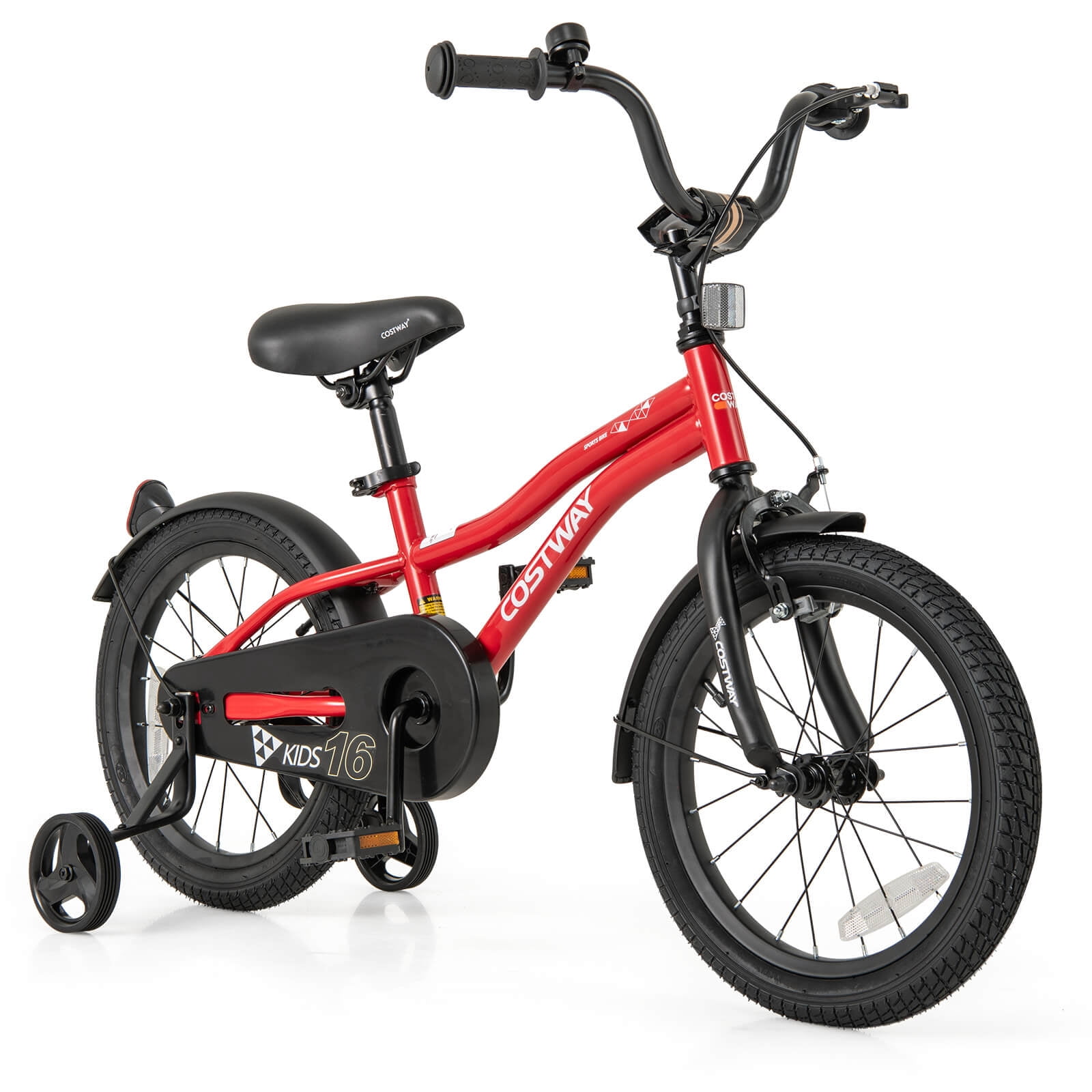 Costway 16" Kids Bike for 4-7 Years Old Boys & Girls with Adjustable Seat Handbrake Reflectors Red