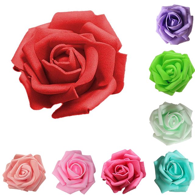 Langgg Pack of 50 Artificial Bionic Flowers PE Foam Simulation Roses Fake Flower Decorations Wedding Party Engagement Presents Red