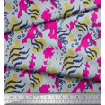 thumbnail image 3 of Soimoi Pink polyester Crepe Fabric Leopard & Wild Animal Skin Print Sewing Fabric BTY 52 Inch Wide, 3 of 3