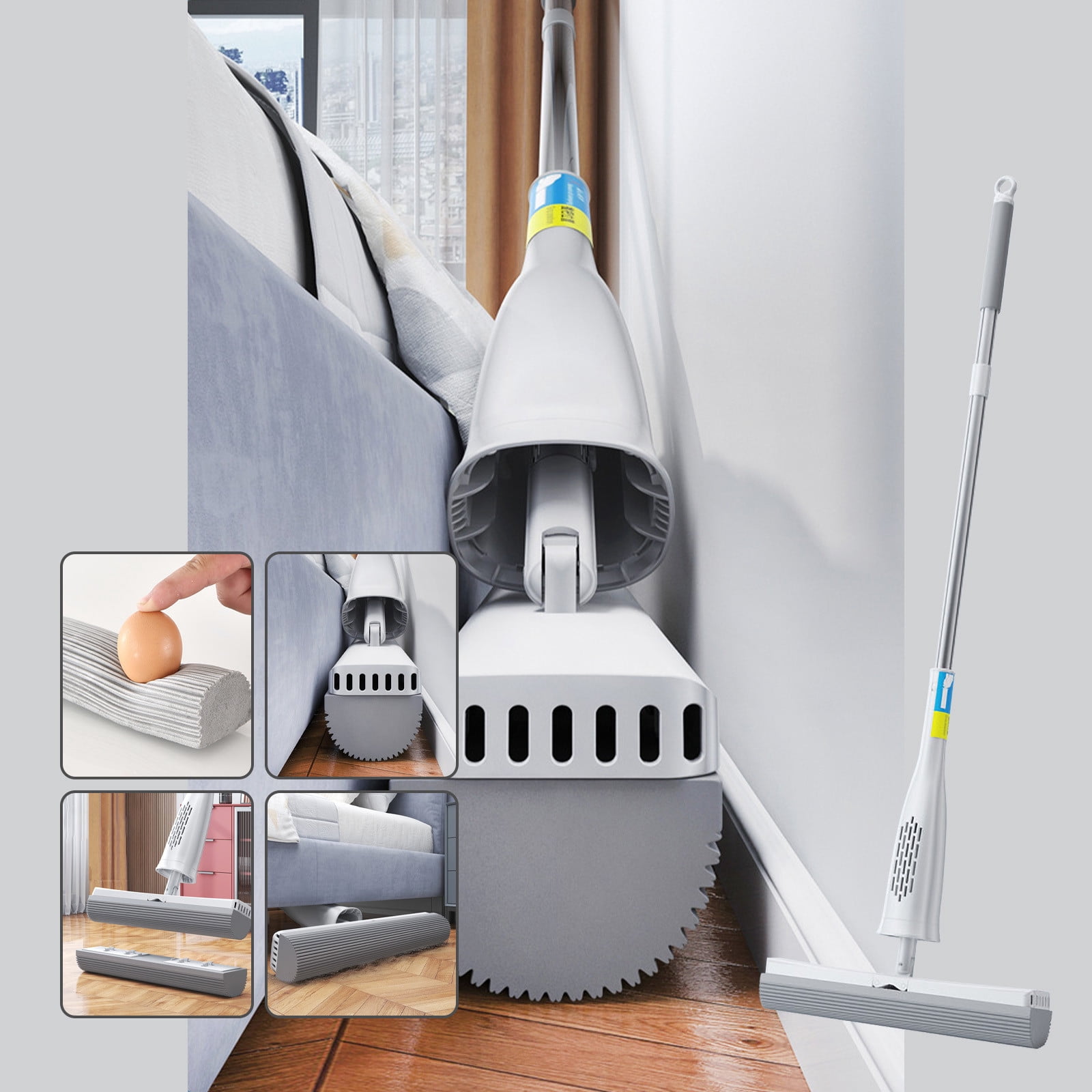 Fwttom Hand Wash Mop, Collodion Mop, Gaps Squeezes Water- H& Wash Mop, Household Portable Absorbent Mop, Easy Squeezes Mop, 180°Collodion Mop, Hardwood Floor Mop, Sponge Mops
