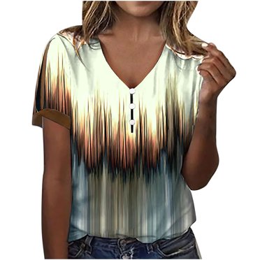 Birdeem Fashion Women Slim V-Neck Love Printing Short-Sleeve Casual T-Shirt
