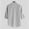 thumbnail image 3 of Birdeem Chemise Décontractée à Manches Mi-Longues en Lin Col Montant pour Hommes, 3 of 4