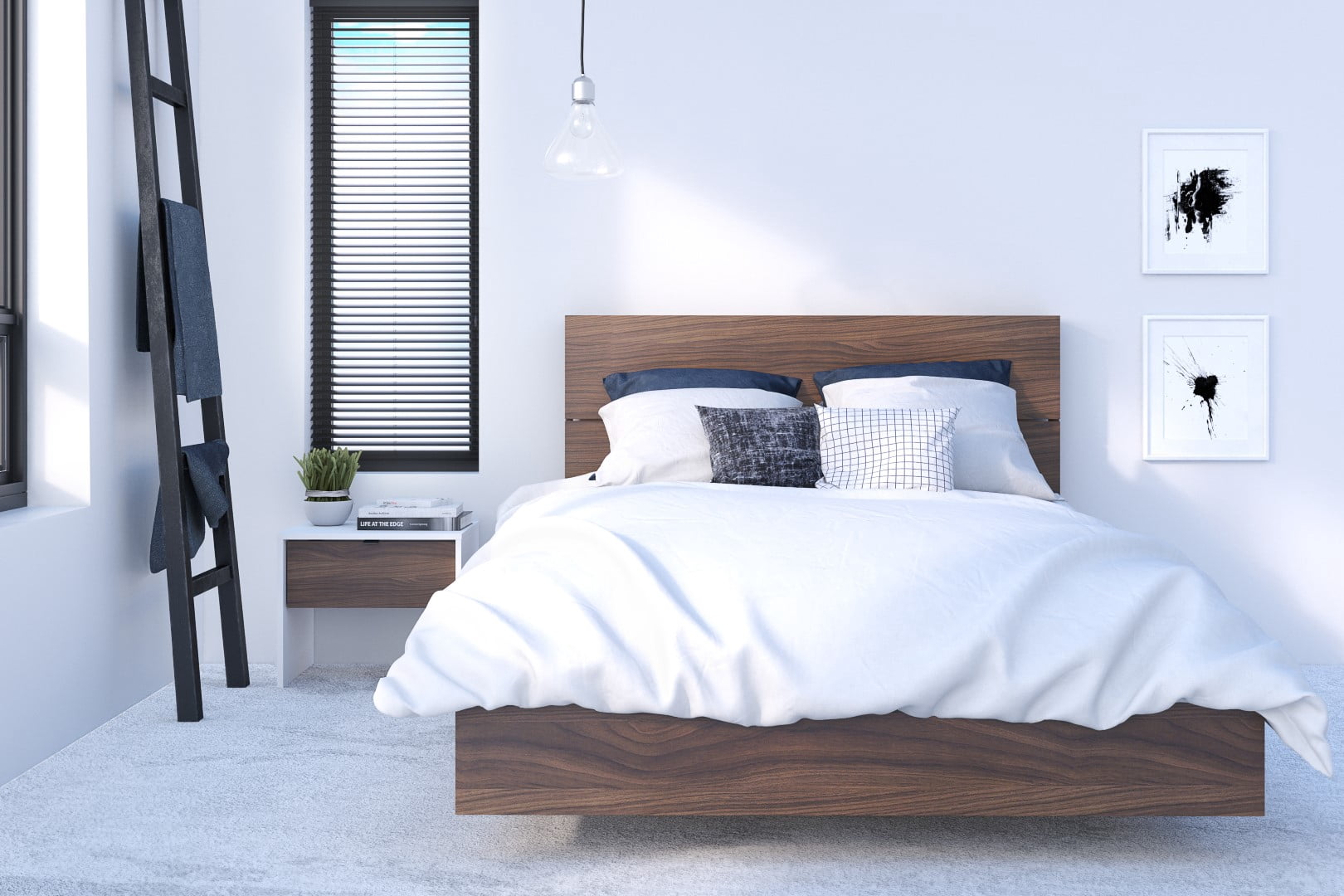 Nexera Ensemble de Chambre 3 Pcs avec Cadre de Lit, Blanc, Complet