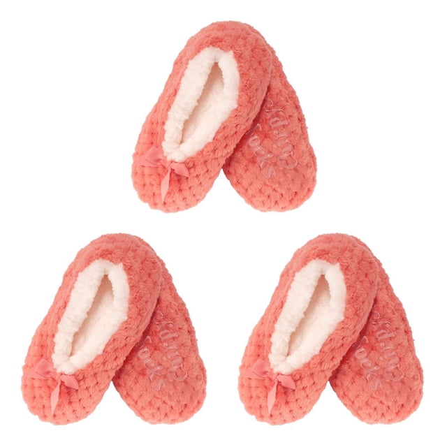 CHOK Adult Super Soft Warm Cozy Fuzzy Soft Touch Slippers Non-Slip Lined Socks Assortment B Medium 3 Pairs