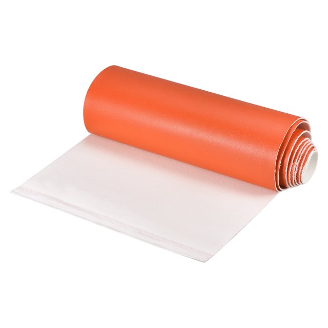 Unique Bargains Smooth Solid Color Faux Leather Sheets, PU Leather for DIY 20 x 135cm Orange. A rolled sheet of orange faux leather with a smooth surface and white cotton backing, ideal for leather crafting projects such as pouch making, bow making, custom wallets, and decorative trims. Durable and wear-resistant material with a thickness of 1mm, suitable for specialty crafts and DIY leather projects.