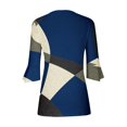 thumbnail image 5 of FAIWAD Women's 3/4 Sleeve Tunic Tops V Neck Button Down Tops Geometric Print Slim Pullover Tops, 5 of 5