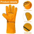 thumbnail image 3 of Leather Cowhide Work Gloves Heat-proof Metal Welding Protector Soldering Welding Gloves Tools, 3 of 5