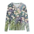 thumbnail image 4 of IROINID Chemises à Manches Longues Col en V pour Femmes Grande Taille Décontracté Ample Imprimé Blouse, Vert, 4 of 5