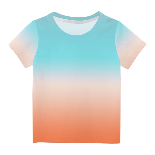Plebaso T-Shirt à Manches Courtes pour Bébés Garçons Filles, Couleur Dégradée, Col Rond, Haut, Vêtements d'Été pour Bébé